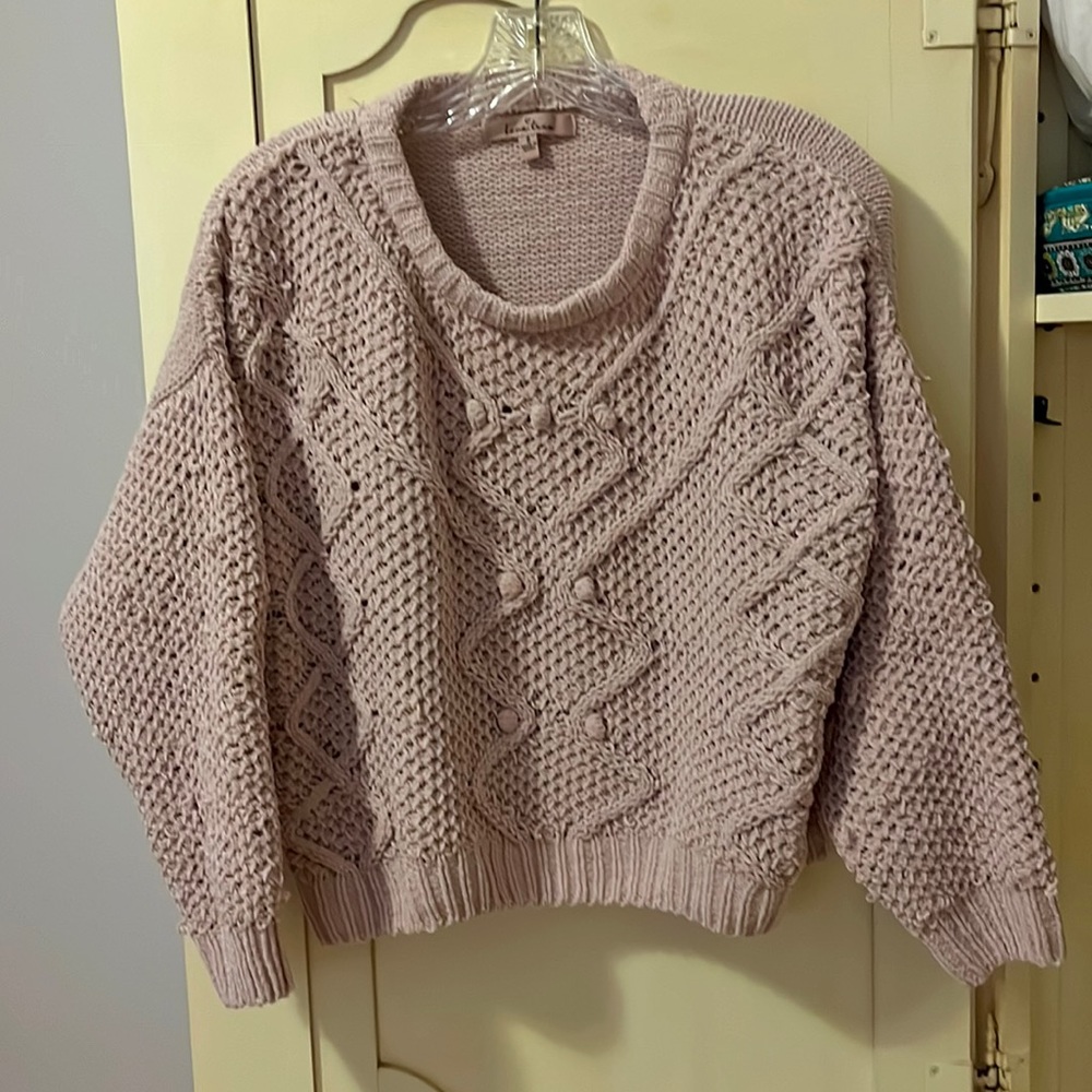 Anthropologie Lovetree oversized mauve distressed sweater